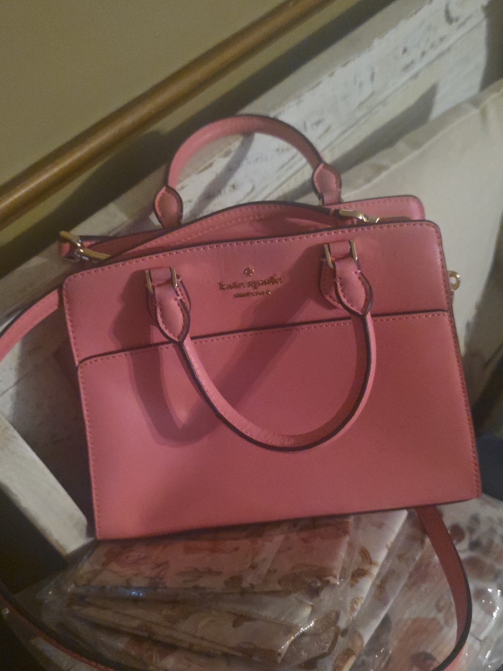 kate spade Pink Leather Satchel with Gold Hardware